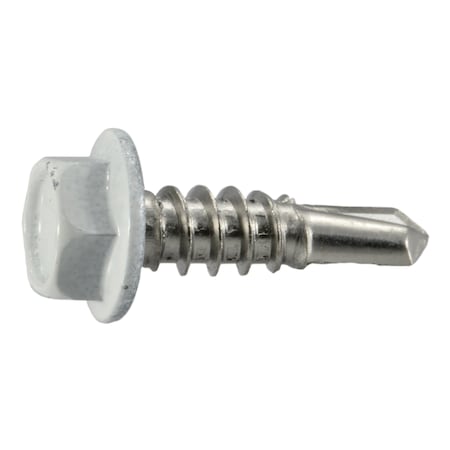 Midwest Fastener Self-Drilling Screw, #12 x 3/4 in, Painted Stainless Steel Flange Hex Head External Hex Drive, 8 PK 39588
